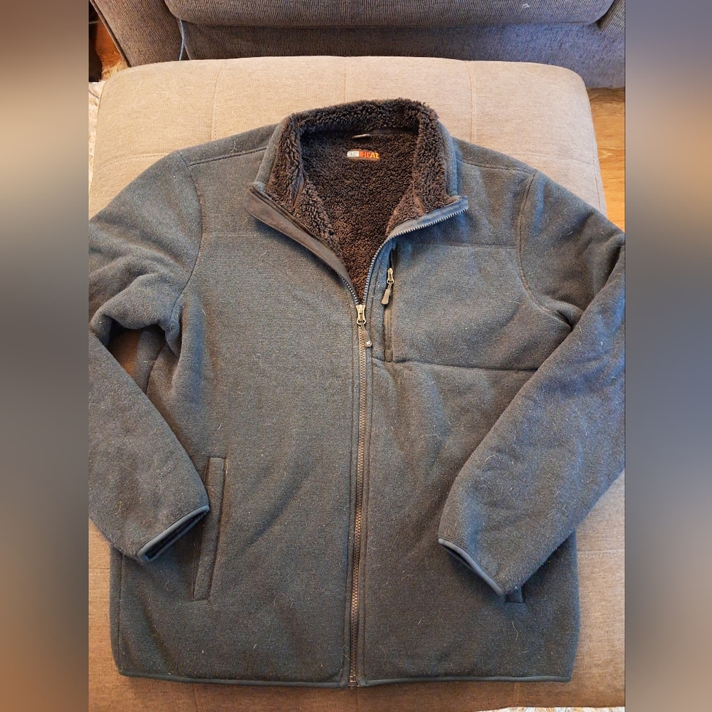 Men's 32 Degrees Navy Blue Fleece Jacket Sherpa Lining
